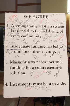 Transportation pledge sign with signatures