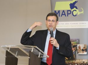 Marc Draisen, MAPC Executive Director, addresses MAPC's sPARKing New Ideas conference, Boston, MA, April 8, 2014. Courtesy Marilyn Humphries
