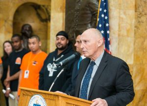 Interim Brockton Police Chief Robert Hayden discussed Brockton?s multi-faceted approach to addressing youth violence. MAPC Metro Mayors Coalition, Community Safety Day on the Hill, Boston, Mass., April 30, 2014. Courtesy Marilyn Humphries.
