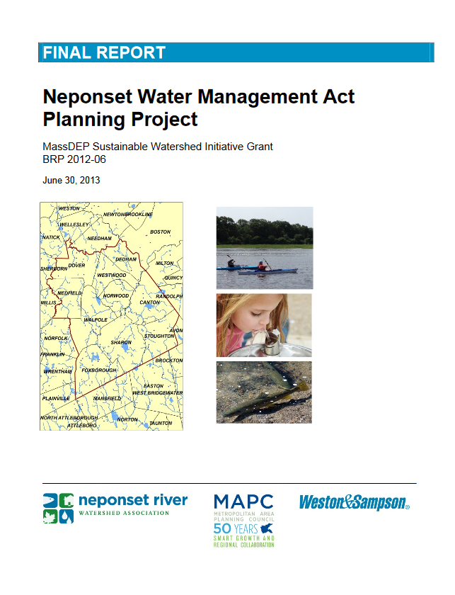 Report Cover: Neponset River Watershed Water Management Act Planning