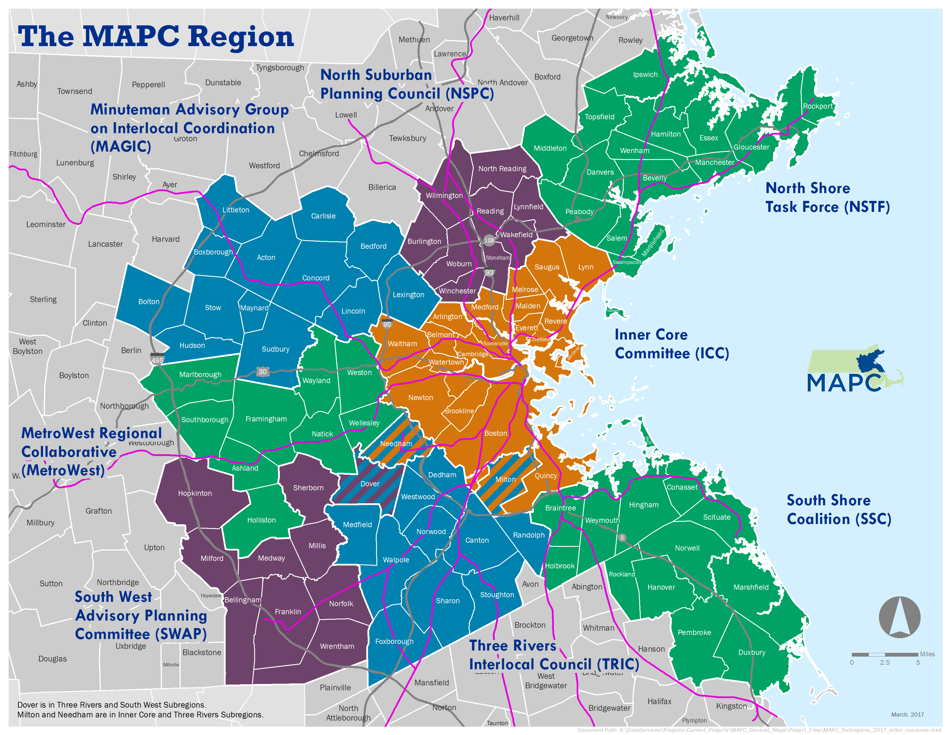 map of boston area Subregions Mapc