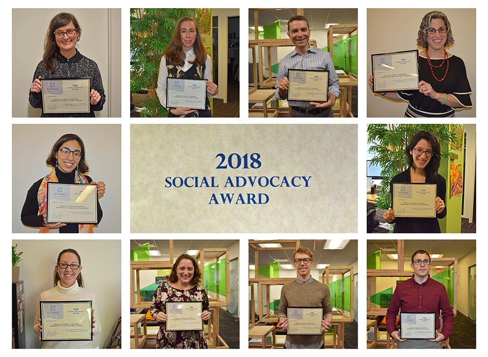 2018 Social Advocacy Award Images of 10 staff members who worked on the Housing Task Force.