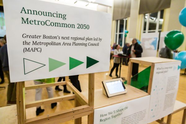 Photo of a sign that says "Announcing MetroCommon 2050"