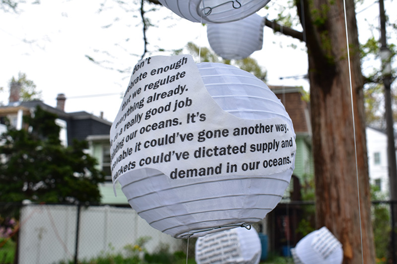 Lantern with a quote from a fisherman: full quote can't be read at Wake Up the Earth 2019