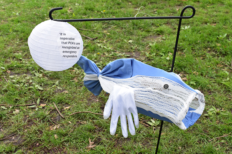 Koi fish made out of gauze and nursing scrubs at Wake Up the Earth 2019