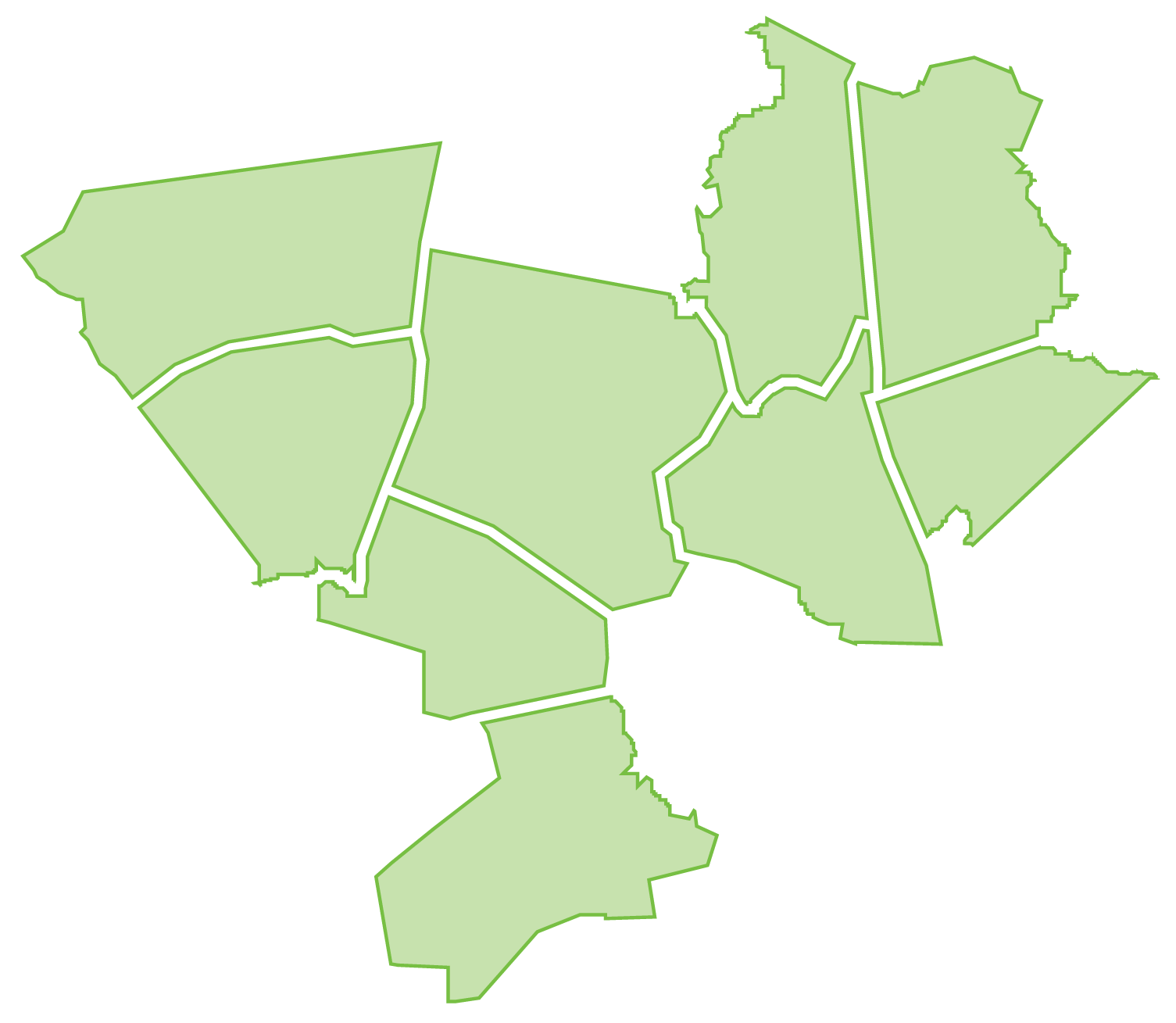 Image is a light green map of the MetroWest Regional Collaborative region.