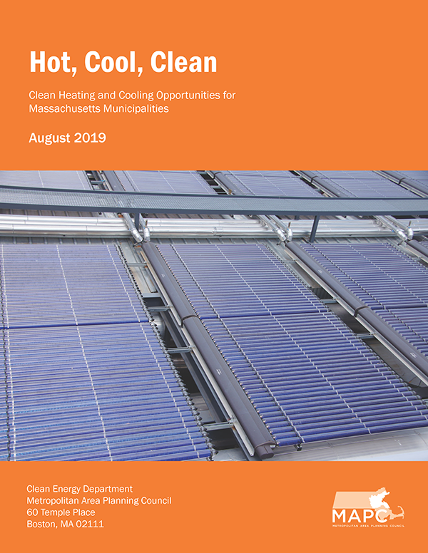 Cover of "Hot, Cool, Clean: Clean Heating and Cooling Opportunities for Massachusetts Municipalities"