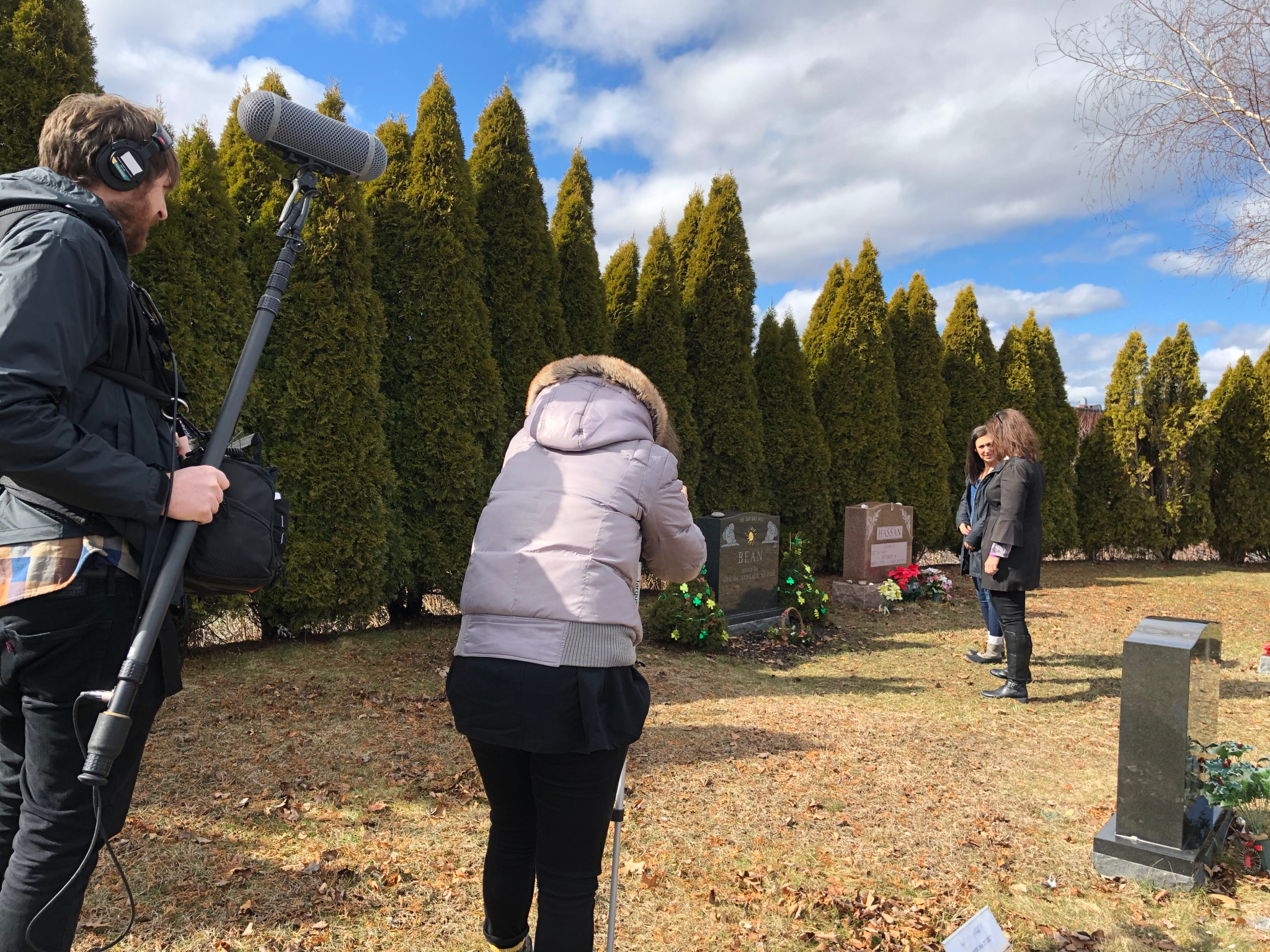 Grave Robyn Houston-Bean and Olivia Bean visit Nick's grave.