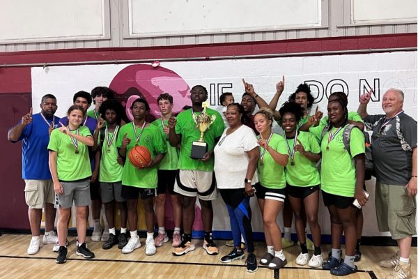 A photo of the winning team from the 2022 Shannon Grant Basketball Tournament.
