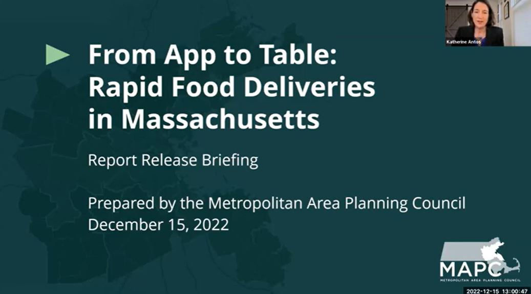 A photo of the first slide from the "From App to Table" webinar presentation.
