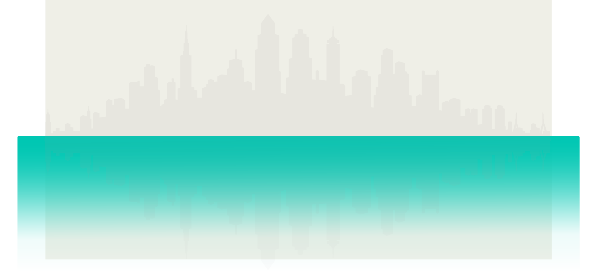 Stormwater Header-Footer_Footer Image is decorative. A silhouette of downtown buildings with aqua into brown and gray shading underneath the buildings.