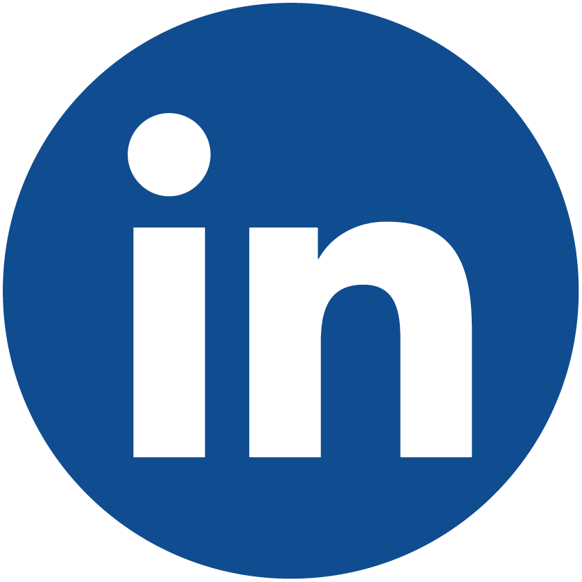 LinkedIn logo. A lower-case "in" in white over a blue circle background.