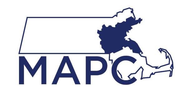 MAPC blue Logo-01 (1) MAPC logo. A white map of Massachusetts outlined in blue with the Greater Boston region colored in blue. Under the map in large, capitalized blue letters it says, MAPC.