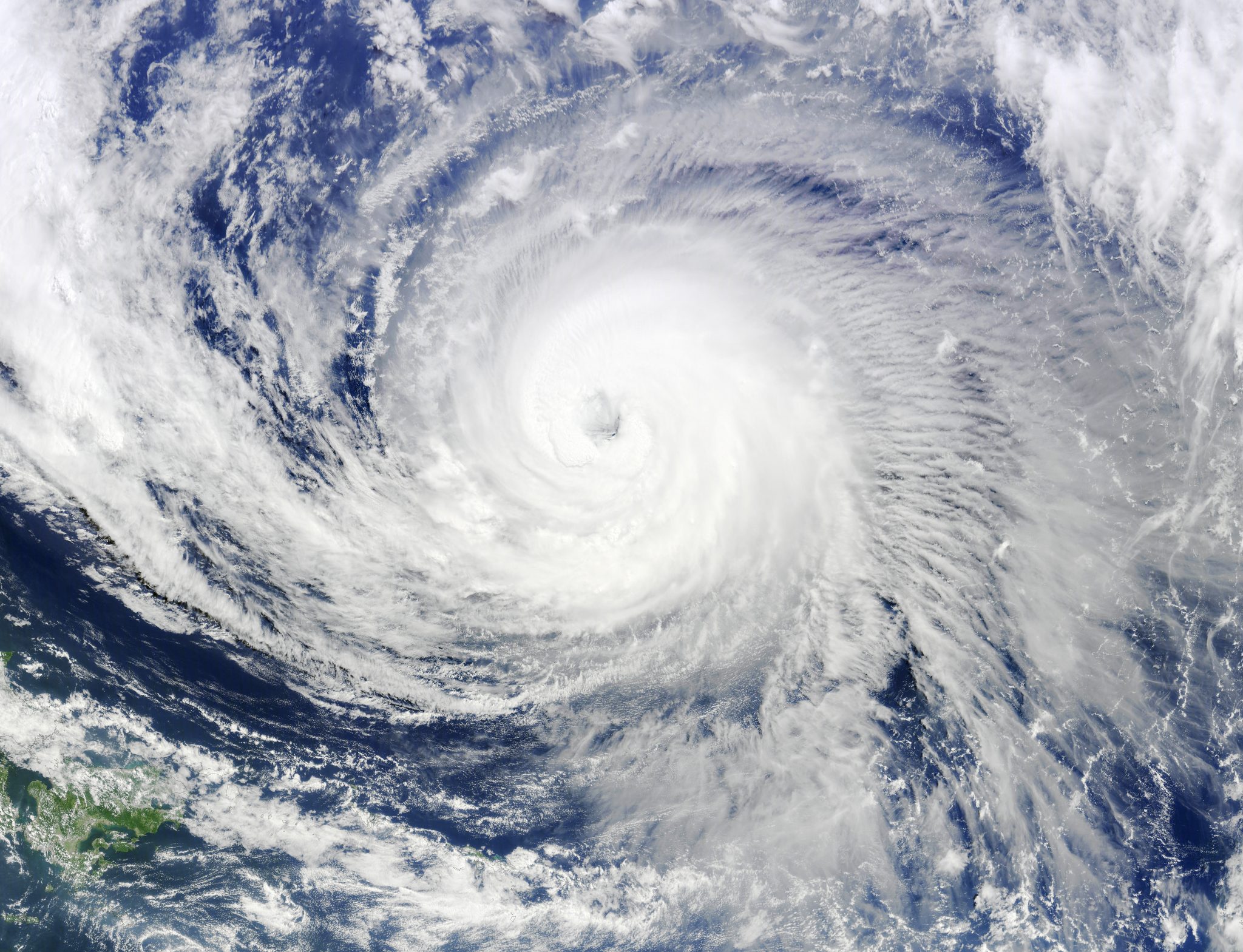 Satellite view of a hurricane storm.