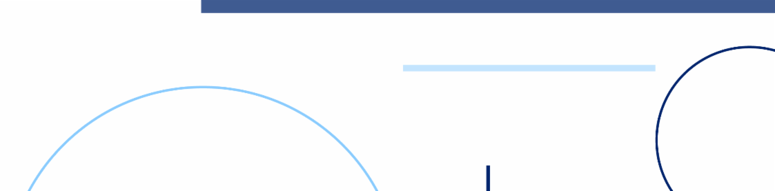Purely decorative header. Dark blue and light blue horizontal lines, a vertical line, and semi circles over a white background.