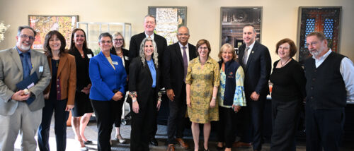 DSC_1321 Left to right: Jeff Walker, MARPA Co-Chair and Executive Director of Southeastern Regional Planning & Econ Dev District (SRPEDD); State Representative Michelle Ciccolo; Leslie Woodson Snell, Director of Planning, Nantucket Planning & Economic Development Commission (NP&EDC); Janey Pierce, Executive Director of Central Mass Regional Planning Commission (CMRPC); Kim Robinson, Executive Director, Pioneer Valley Planning Commission (PVPC); Secretary Ed Augustus, Executive Office of Housing and Livable Communities (EOHLC); Lizzi Weyant, Executive Director, Metropolitan Area Planning Council (MAPC); Secretary Kiame Mahaniah, Executive Office of Health and Human Services (HHS); Secretary Rebecca Tepper, Executive Office of Energy and Environmental Affairs (EEA); Mary Waldron, Executive Director, Old Colony Planning Council (OCPC); Secretary Matthew Gorzkowicz, Executive Office for Administration and Finance (ANF); Linda Dunlavy, Executive Director, Franklin Regional Council of Governments (FRCOG); Tom Matuszko, Executive Director, Berkshire Regional Planning Commission (BRPC)
