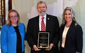 Pictured from left to right: MAPC board president Erin Wortman, Rep. Gentile, MAPC Executive Director Lizzi Weyant
