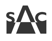 Somerville Arts Council logo. An abstract of the letters SAC.
