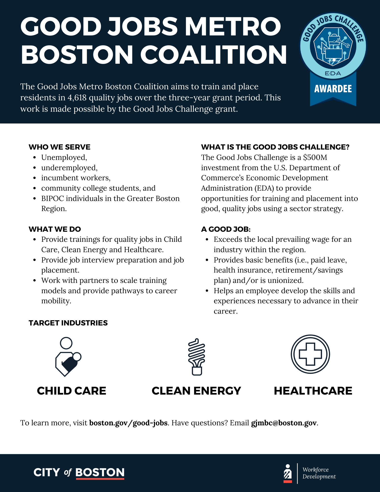 Good Jobs Metro Boston Coalition Flyer