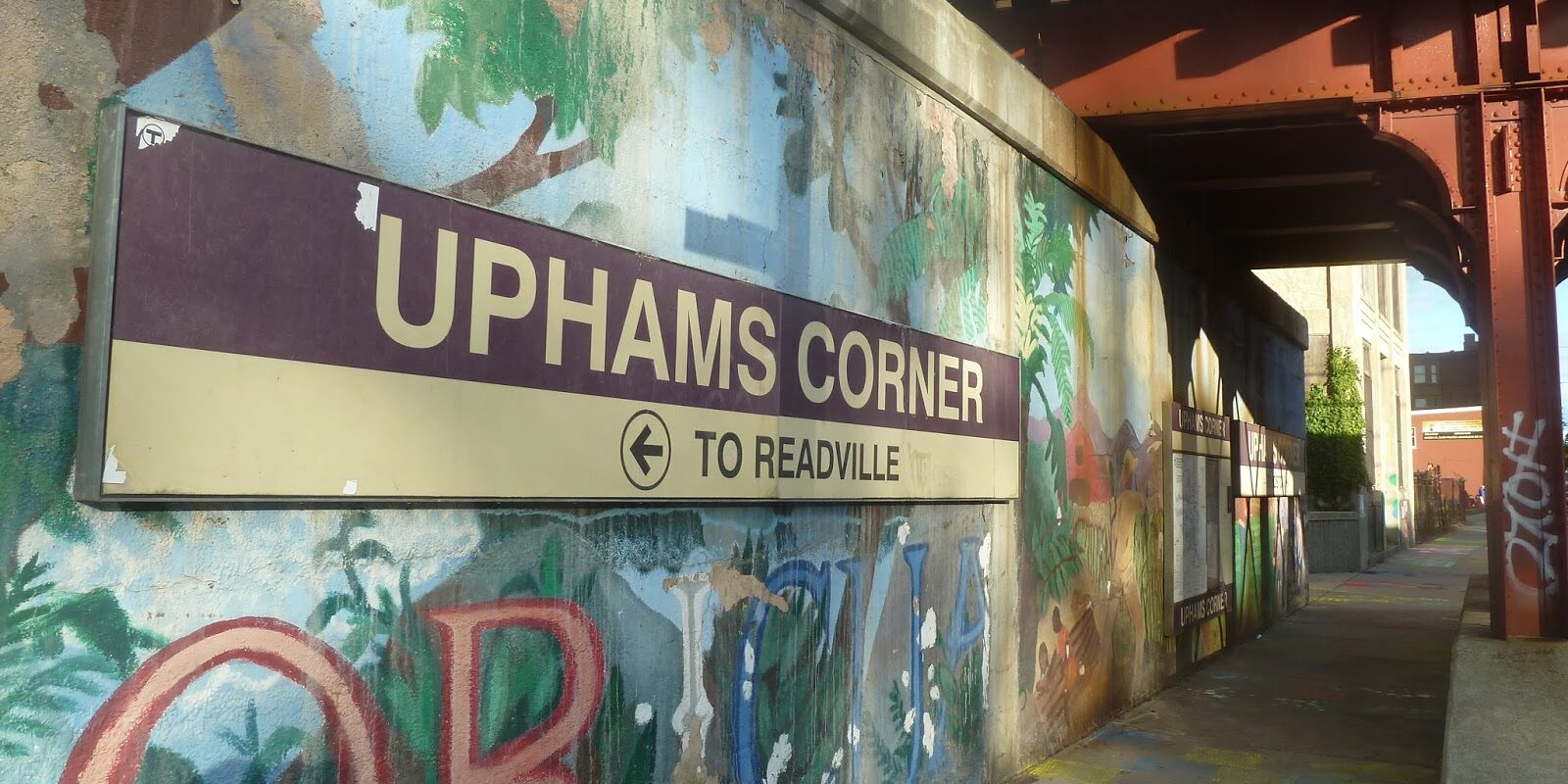 MBTA Uphams Corner Commuter Rail Sign