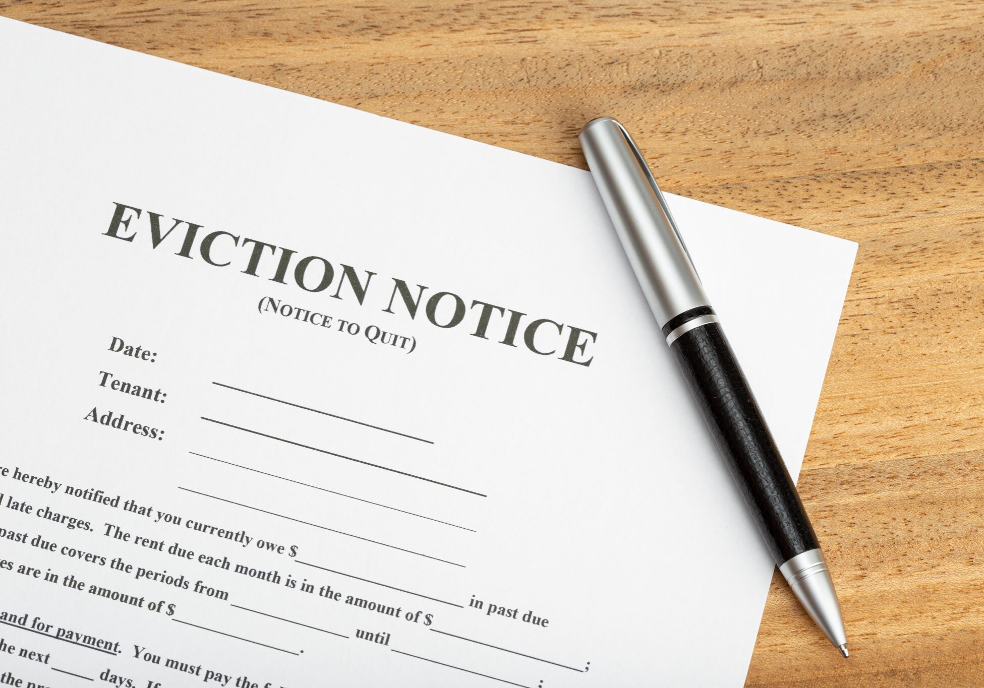 Eviction Notice Document on table