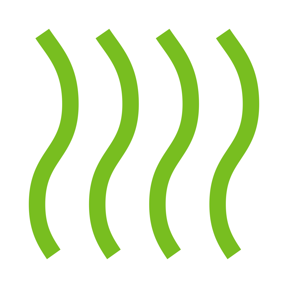 Icon of four green vertical squiggly lines representing heat.